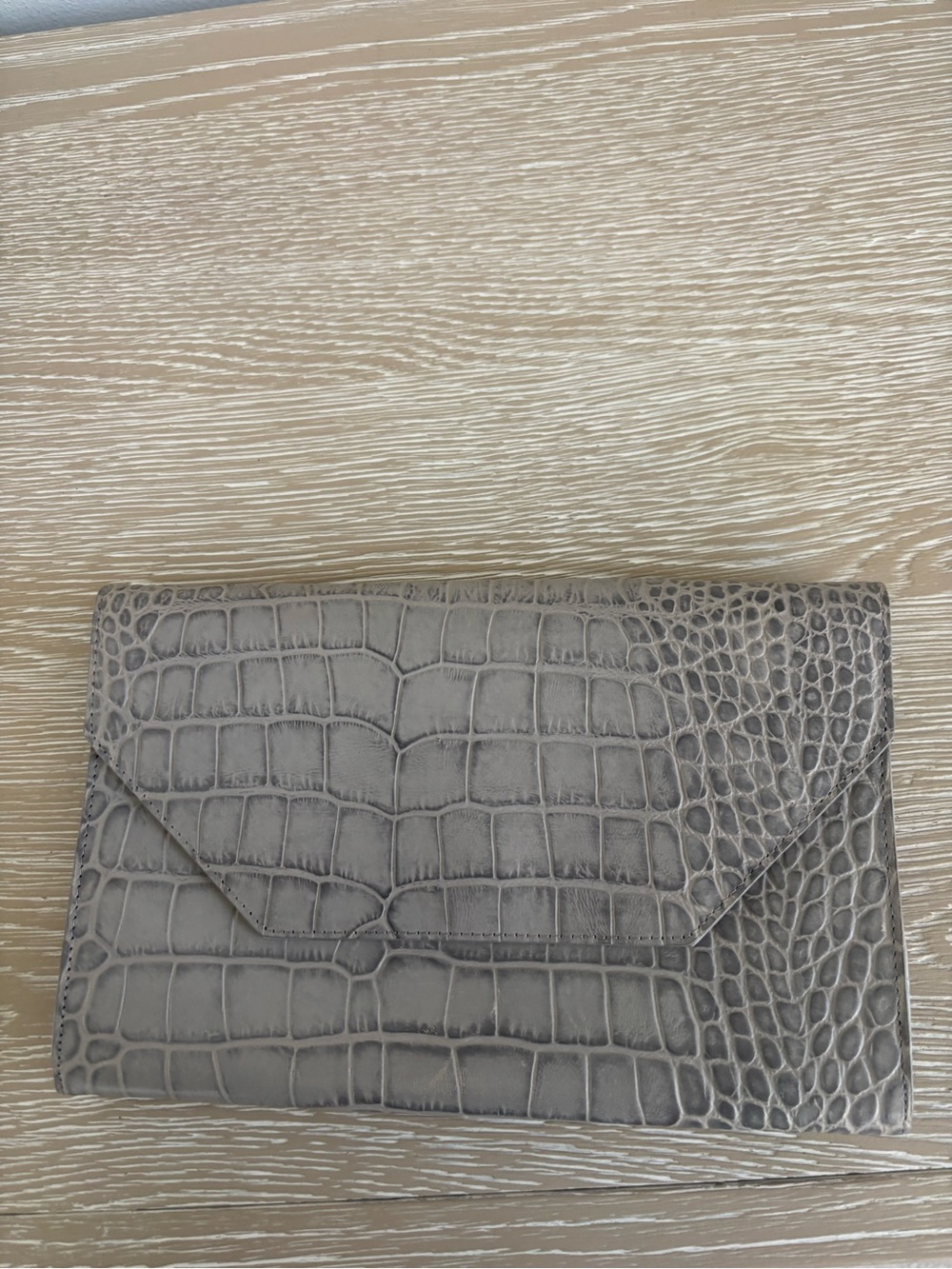 Halogen Gray leather handbag  Clutch